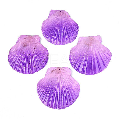 Spray Painted Natural Scallop Shell Big Pendants SSHEL-T017-14B-1