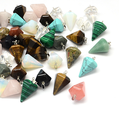 Cone/Spike/Pendulum Mixed Stone Pendants G-Q202-M-1