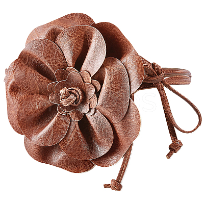 PU Leather Flower Knot Tie Waist Belts AJEW-GF0014-11A-1