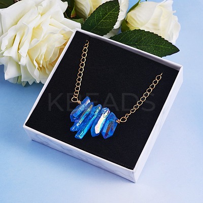 Irregular Natural Quartz Crystal Beads Pendant Necklace for Wonen NJEW-SW00009-1