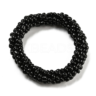 Crochet Glass Beads Braided Stretch Bracelet BJEW-K232-01I-1