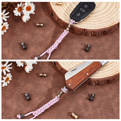 6Pcs 3 Colors Outdoor EDC Tool Brass Parachute Rope European Beads KK-NB0003-72A-1