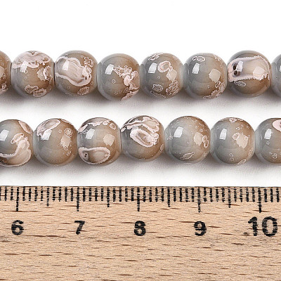 Baking Paint Glass Beads Strands DGLA-N008-8mm-08-1