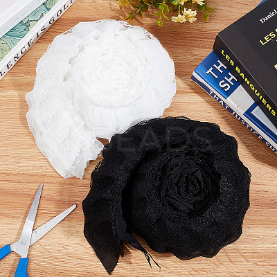 4M 2 Colors 3-Layer Pleated Chiffon Flower Lace Trim OCOR-GF0002-35-1