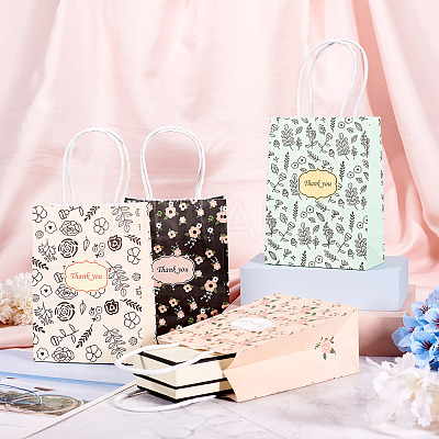 8Pcs 4 Styles Flower Paper Gift Tote Bags ABAG-TA0001-47-1