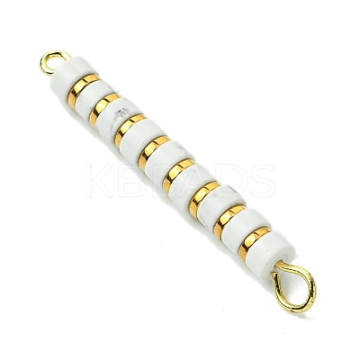 Natural Howlite & Electroplated Synthetic Non-magnetic Hematite Heishi Connector Charms PALLOY-JF03291-03-1