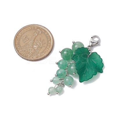Grape Natural Green Aventurine Pendant Decorations HJEW-TA00266-03-1