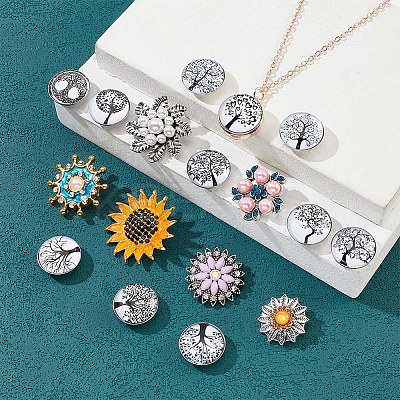 18Pcs 7 Style Alloy & Brass Rhinestone Snap Button DIY-NB0008-36-1