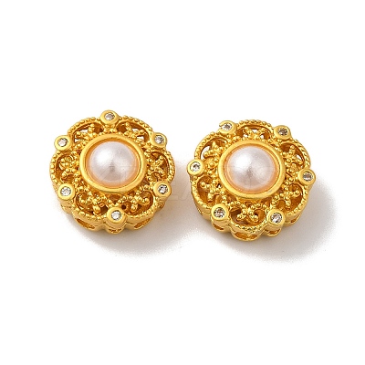 Rack Plating Hollow Brass Cubic Zirconia Beads KK-K381-21B-MG-1