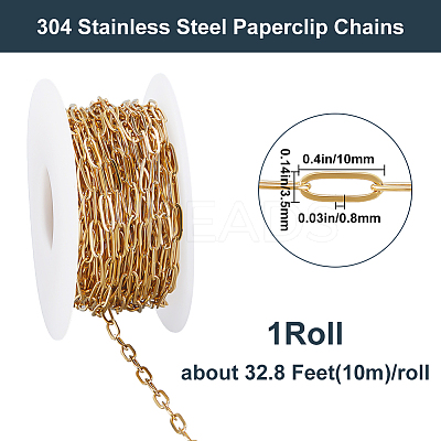 10M Ion Plating(IP) 304 Stainless Steel Paperclip Chains CHS-BBC0001-06-1