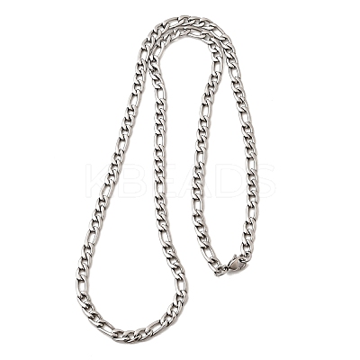 5MM 304 Stainless Steel Figaro Chains Necklaces for Women NJEW-B134-07A-P-1