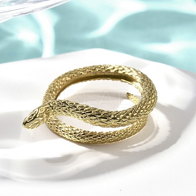 304 Stainless Steel Snake Wrap Cuff Rings for Women RJEW-A060-01G-1