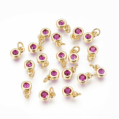 Brass with Single Cubic Zirconia Charms ZIRC-F095-03G-04-1