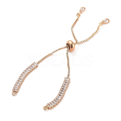 Brass Pave Clear Cubic Zirconia Rectangle Slider Bracelet Making LS-BJEW-U005-01G-1