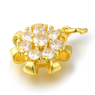 Rack Plating Brass Micro Pave Clear Cubic Zirconia Pendant KK-H485-14G-1