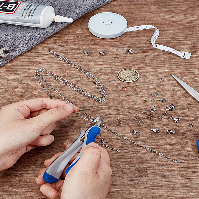DIY 304 Stainless Steel Heart Link Chain Bracelet & Necklaces Making Kits DIY-LP0004-57-1