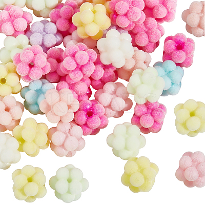 60Pcs Flocking Opaque Acrylic Beads MACR-SC0002-37-1
