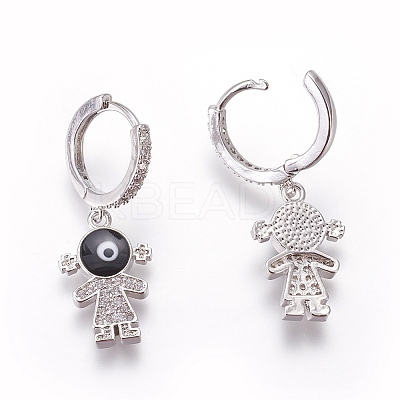 (Jewelry Parties Factory Sale)Brass Cubic Zirconia Hoop Earrings EJEW-O084-01P-D-1