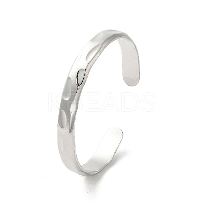 Non-Tarnish 304 Stainless Steel Textured Cuff Bangles BJEW-A003-04P-1