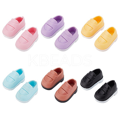 6 Pairs 6 Colors Plastic Doll Shoes AJEW-OC0004-40-1