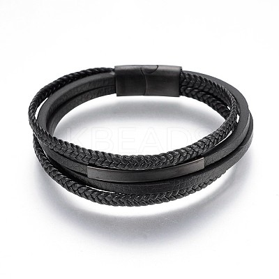 Braided Microfiber PU Leather Cord Multi-strand Bracelets BJEW-K206-H-01B-1