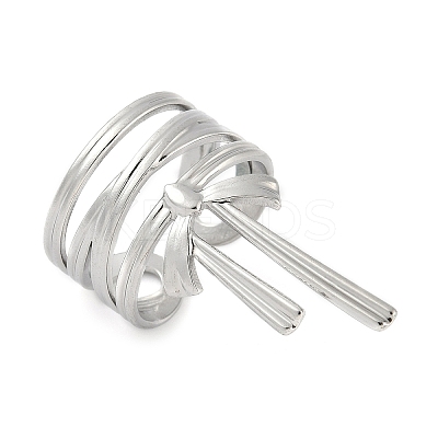 304 Stainless Steel Open Cuff Rings for Women RJEW-U060-01M-P-1