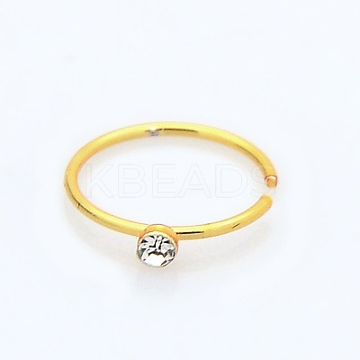 40Pcs 316L Surgical Stainless Steel Rhinestone Hoop Nose Rings AJEW-P001-04-1