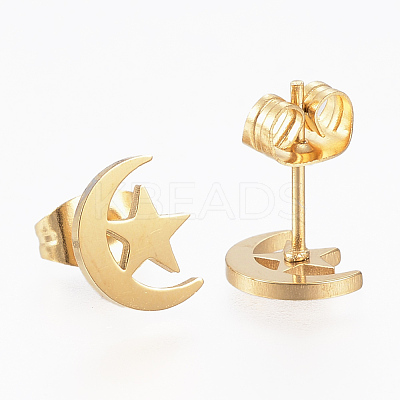 304 Stainless Steel Stud Earrings X-EJEW-H350-27G-1