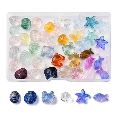 48Pcs 6 Styles Transparent Glass Beads GLAA-FP0001-17-1
