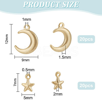 40Pcs 2 Style Brass Charms KK-HY0001-95-1