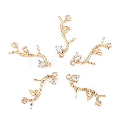 5Pcs Brass Micro Pave Cubic Zirconia Links Connectors KK-YW0003-34-1