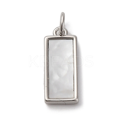 Brass Pave Natural Shell Rectangle Charms KK-P308-03P-1