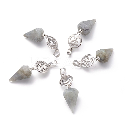 Natural Labradorite Pendants G-O194-02-1