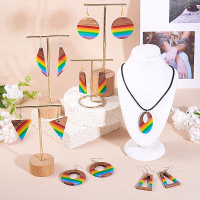 Resin & Walnut Pendants DIY Dangle Earrings Making Kits DIY-TA0011-03A-1