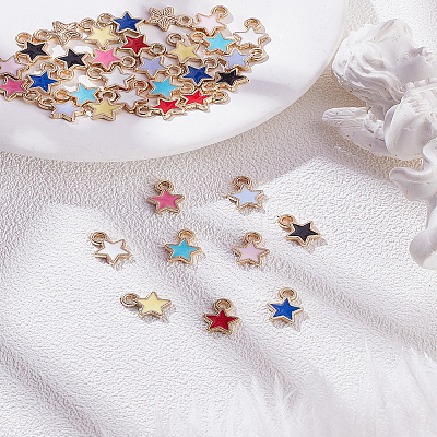 36Pcs 9 Colors Alloy Enamel Charms ENAM-LP0001-39-1