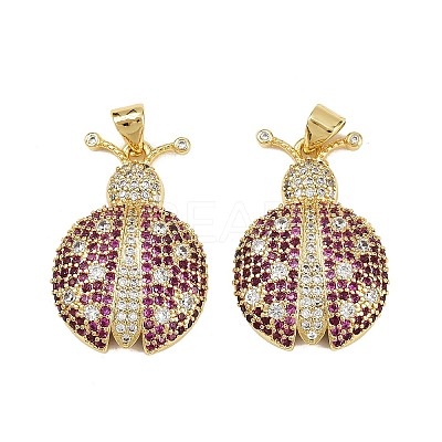 Brass Micro Pave Cubic Zirconia Pendants KK-S526-40G-1
