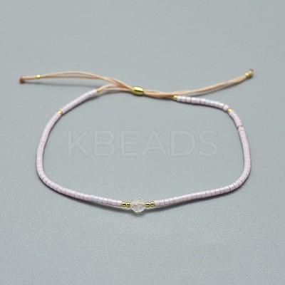 Adjustable Natural Rose Quartz Braided Bead Bracelets BJEW-F391-A01-1