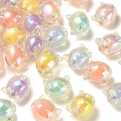 60Pcs 6 Colors UV Plating Rainbow Iridescent Acrylic Beads OACR-CJ0001-36-1