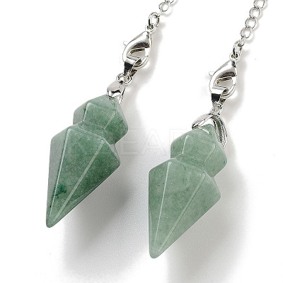 Natural Green Aventurine Pointed Dowsing Pendulums G-K338-12P-08-1