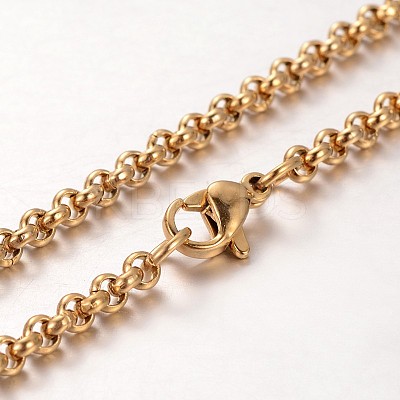 304 Stainless Steel Rolo Chain Necklaces NJEW-L136-07-1