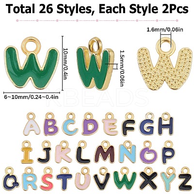 52Pcs 26 Styles Alloy Enamel Pendants ENAM-SC0005-28-1