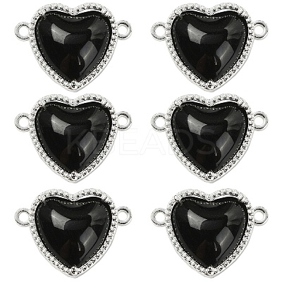 6Pcs Eco-Friendly Alloy Glass Heart Links connector Charms GLAA-YW0005-10-1