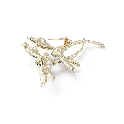 Rhinestone Dragonfly Brooch Pin with Plastic Pearl Beaded LS-JEWB-M026-03G-1