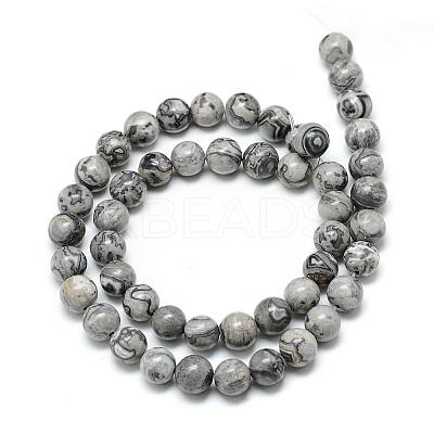 Natural Map Stone/Picasso Stone/Picasso Jasper Beads Strands G-T053-10mm-04-1