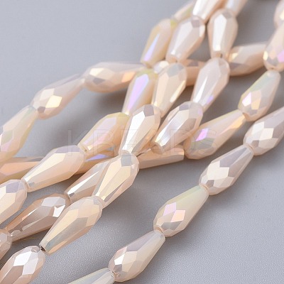 Electroplated Opaque Glass Beads Strands EGLA-L015-FR-B10-1