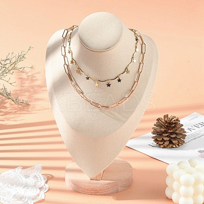 Microfiber Wooden Necklace Displays NDIS-O008-03A-L-1