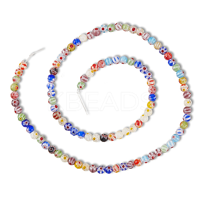 3 Strands Handmade Millefiori Glass Round Bead Strands LAMP-LT0001-16A-1