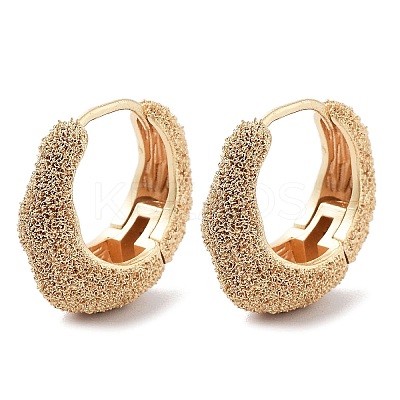 Brass Textured Hoop Earrings KK-B082-24G-1
