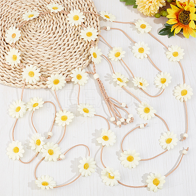 2Pcs Cloth Sunflower Hippie Headband Floral Crown OHAR-CP0001-16-1