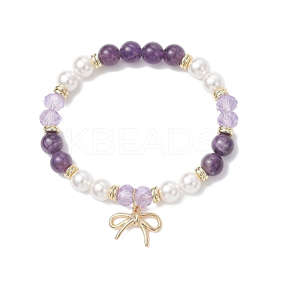 Bowknot Brass Charms Bracelets BJEW-JB12805-1